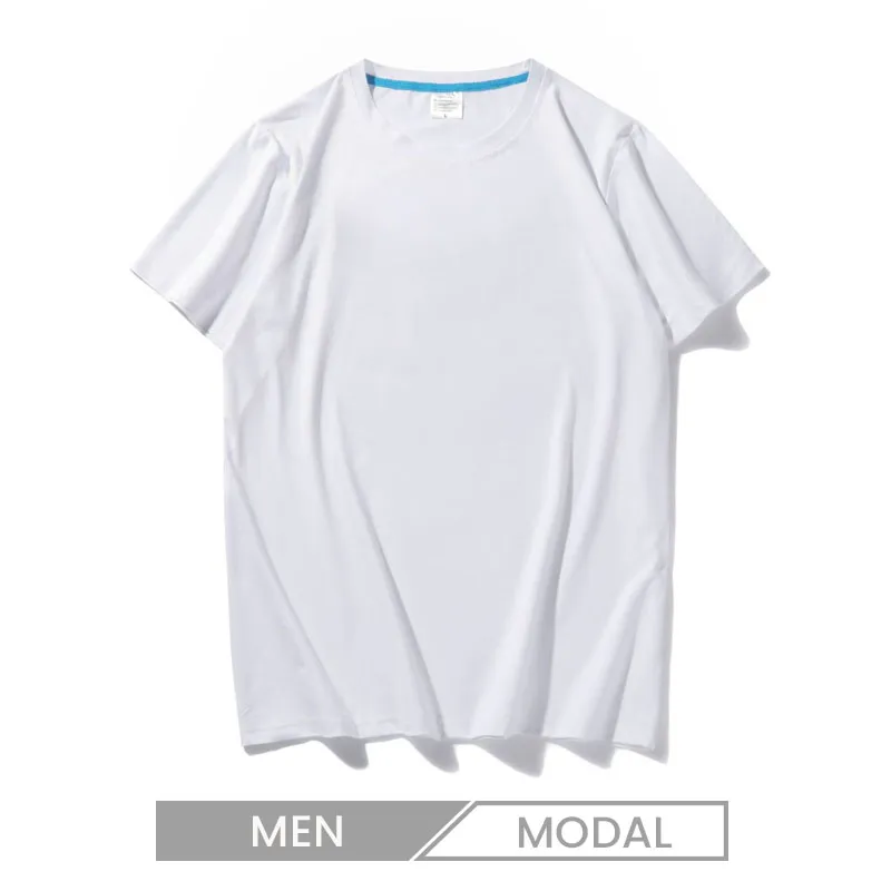 Milk Fiber Modal Crew Neck Short Sleeve Men White T-Shirt Custom