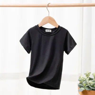 Children Kids Soft Modal Short-Sleeved Summer Ice Silk Crew Neck T-Shirt Custom