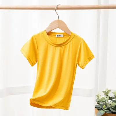 Children Kids Soft Modal Short-Sleeved Summer Ice Silk Crew Neck T-Shirt Custom