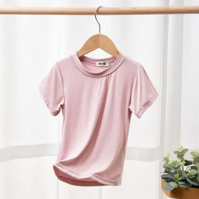 Children Kids Soft Modal Short-Sleeved Summer Ice Silk Crew Neck T-Shirt Custom