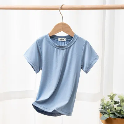 Children Kids Soft Modal Short-Sleeved Summer Ice Silk Crew Neck T-Shirt Custom