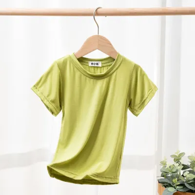 Children Kids Soft Modal Short-Sleeved Summer Ice Silk Crew Neck T-Shirt Custom