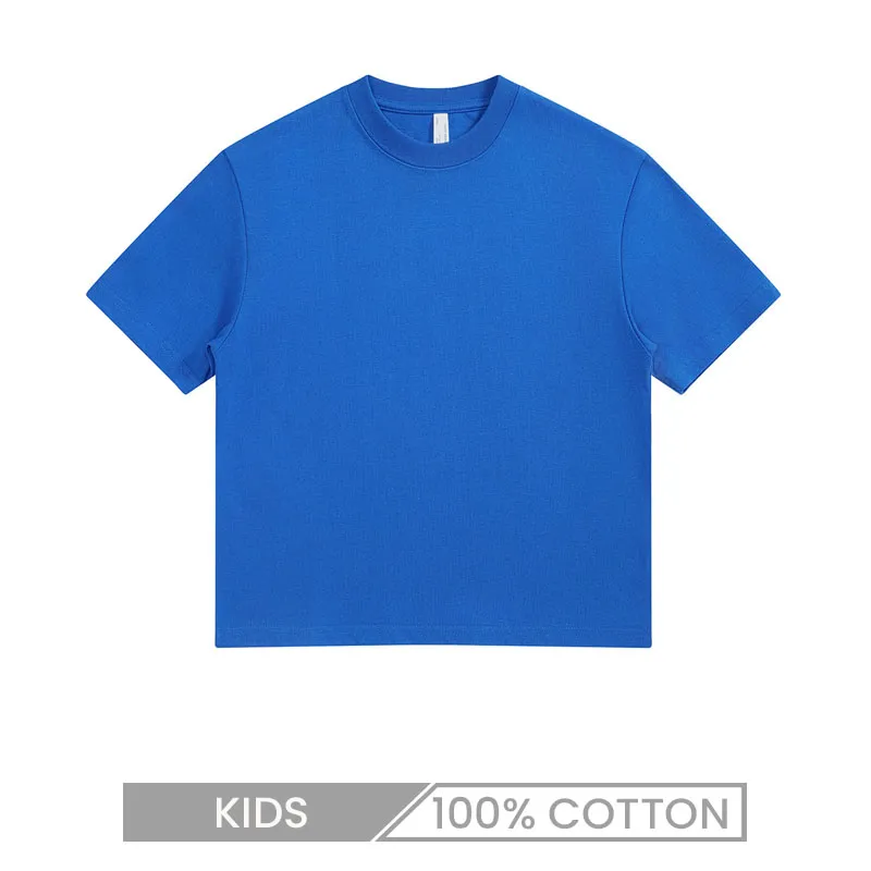 Big Kids Children 100% Cotton Crew Neck 240gsm Solid Color T-Shirt Logo Printing Custom