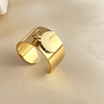 Women Vintage Stainless Steel Floral Heart Opening Ring