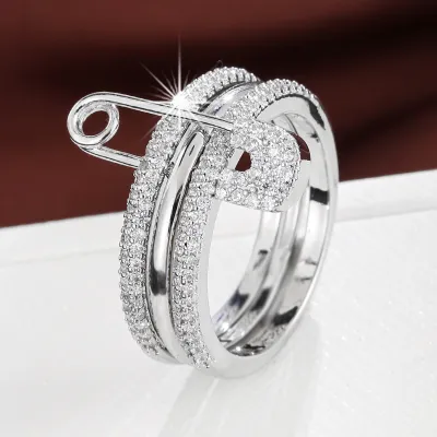 Women's Fashion Simple Three Color Geometric Detachable Copper Ring