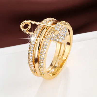 Women's Fashion Simple Three Color Geometric Detachable Copper Ring