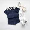 Navy Blue Navy-Style Short-Sleeved Pants Cover