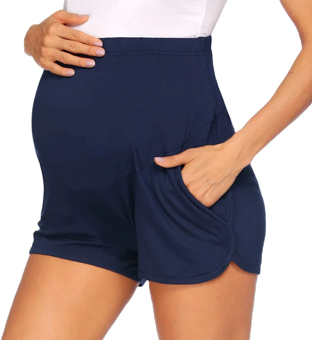 Pregnant Women Fashion Adjustable High Waist Abdomen-Supporting Loose Fit Shorts