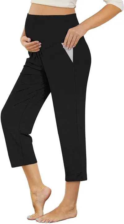 Maternity High Waist Belly Pocket Casual Yoga Pants