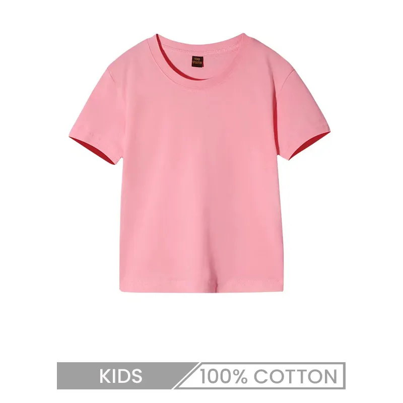Kids Crew Neck Short Sleeve Advertising Solid Color 100% Cotton T-Shirt Custom