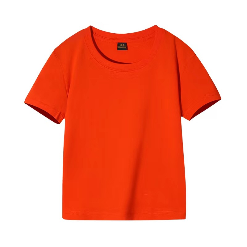 Wholesale Kids Crew Neck Short Sleeve Advertising Solid