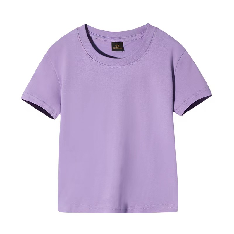 Wholesale Kids Crew Neck Short Sleeve Advertising Solid
