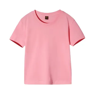 Kids Crew Neck Short Sleeve Advertising Solid Color 100% Cotton T-Shirt Custom