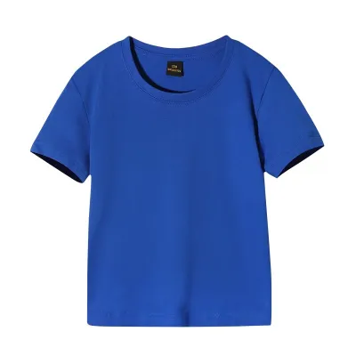 Kids Crew Neck Short Sleeve Advertising Solid Color 100% Cotton T-Shirt Custom