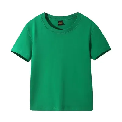 Kids Crew Neck Short Sleeve Advertising Solid Color 100% Cotton T-Shirt Custom