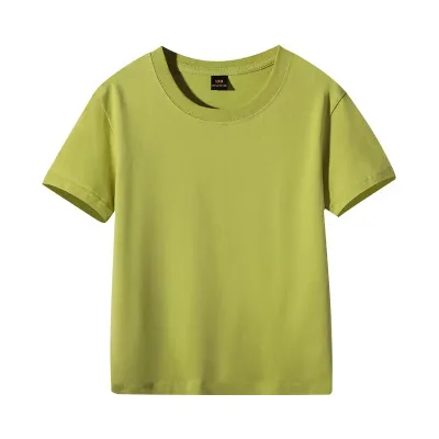 Kids Crew Neck Short Sleeve Advertising Solid Color 100% Cotton T-Shirt Custom
