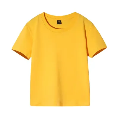 Kids Crew Neck Short Sleeve Advertising Solid Color 100% Cotton T-Shirt Custom