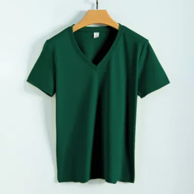 Women's Double-Sided Mercerized Cotton Summer Loose Crew Neck V Neck Solid Color Short Sleeve T-Shirt