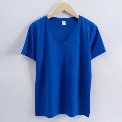 Women's Double-Sided Mercerized Cotton Summer Loose Crew Neck V Neck Solid Color Short Sleeve T-Shirt