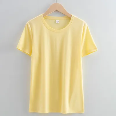 Women's Double-Sided Mercerized Cotton Summer Loose Crew Neck V Neck Solid Color Short Sleeve T-Shirt