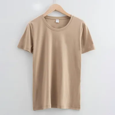 Women's Double-Sided Mercerized Cotton Summer Loose Crew Neck V Neck Solid Color Short Sleeve T-Shirt