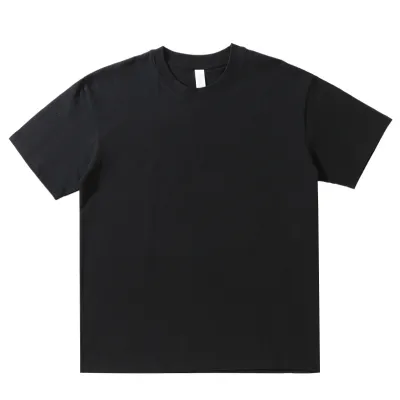 Unisex Women Men 220gsm Round Neck Solid Color 100% Cotton Half Sleeve Loose Crew Neck Short Sleeve T-Shirt