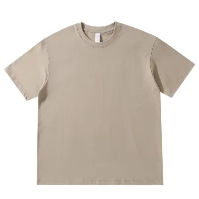 Unisex Women Men 220gsm Round Neck Solid Color 100% Cotton Half Sleeve Loose Crew Neck Short Sleeve T-Shirt