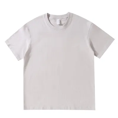 Unisex Women Men 220gsm Round Neck Solid Color 100% Cotton Half Sleeve Loose Crew Neck Short Sleeve T-Shirt
