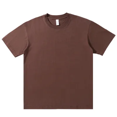 Unisex Women Men 220gsm Round Neck Solid Color 100% Cotton Half Sleeve Loose Crew Neck Short Sleeve T-Shirt