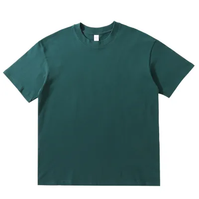 Unisex Women Men 220gsm Round Neck Solid Color 100% Cotton Half Sleeve Loose Crew Neck Short Sleeve T-Shirt