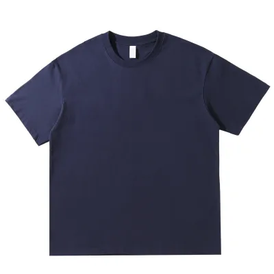 Unisex Women Men 220gsm Round Neck Solid Color 100% Cotton Half Sleeve Loose Crew Neck Short Sleeve T-Shirt