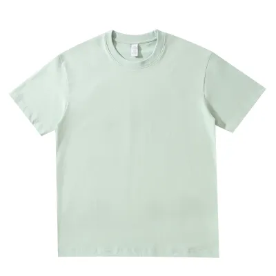 Unisex Women Men 220gsm Round Neck Solid Color 100% Cotton Half Sleeve Loose Crew Neck Short Sleeve T-Shirt