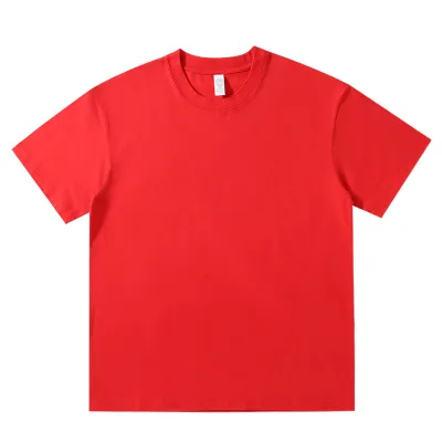 Unisex Women Men 220gsm Round Neck Solid Color 100% Cotton Half Sleeve Loose Crew Neck Short Sleeve T-Shirt
