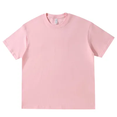Unisex Women Men 220gsm Round Neck Solid Color 100% Cotton Half Sleeve Loose Crew Neck Short Sleeve T-Shirt