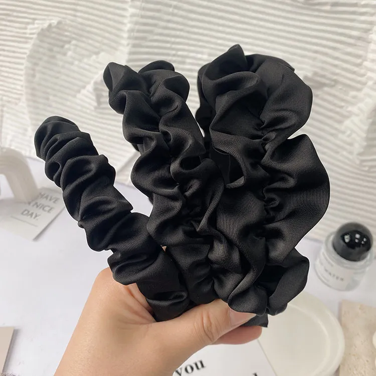 Women Fashion Solid Color Satin Creased Headbands