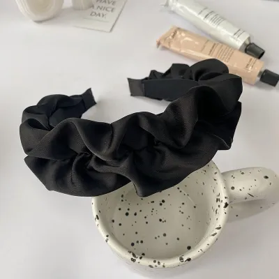 Women Fashion Solid Color Satin Creased Headbands