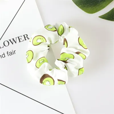 Women Cute Strawberry Avocado Watermelon Fruit Printed Large Intestine Hair Ring