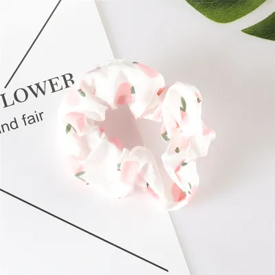 Women Cute Strawberry Avocado Watermelon Fruit Printed Large Intestine Hair Ring