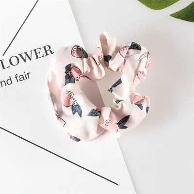 Women Cute Strawberry Avocado Watermelon Fruit Printed Large Intestine Hair Ring