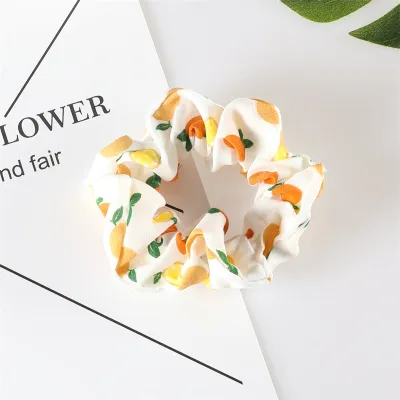 Women Cute Strawberry Avocado Watermelon Fruit Printed Large Intestine Hair Ring