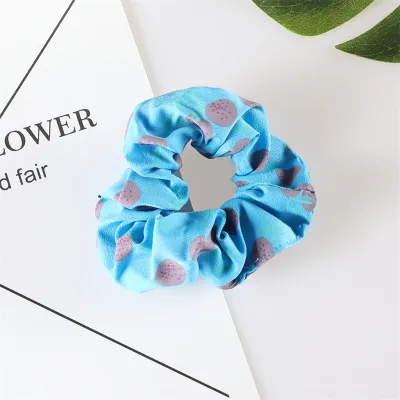 Women Cute Strawberry Avocado Watermelon Fruit Printed Large Intestine Hair Ring