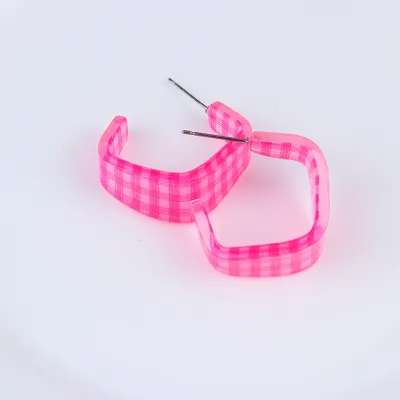 Fashion Checkerboard Printed Acrylic Geometric Earrings
