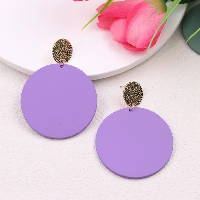 Simple Solid Color Round Acrylic Earrings