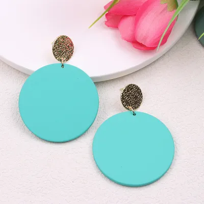 Simple Solid Color Round Acrylic Earrings