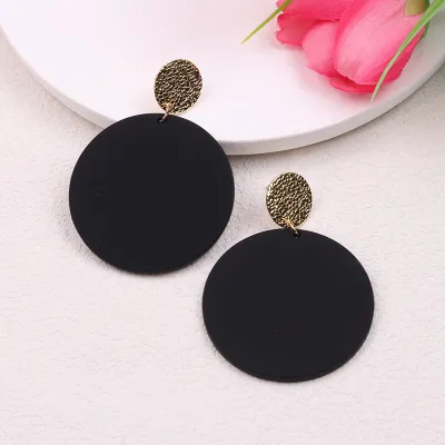 Simple Solid Color Round Acrylic Earrings