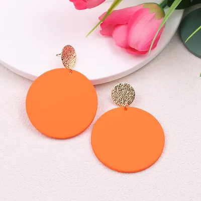 Simple Solid Color Round Acrylic Earrings