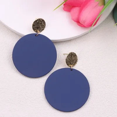 Simple Solid Color Round Acrylic Earrings