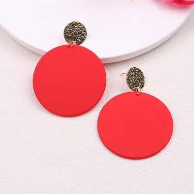 Simple Solid Color Round Acrylic Earrings