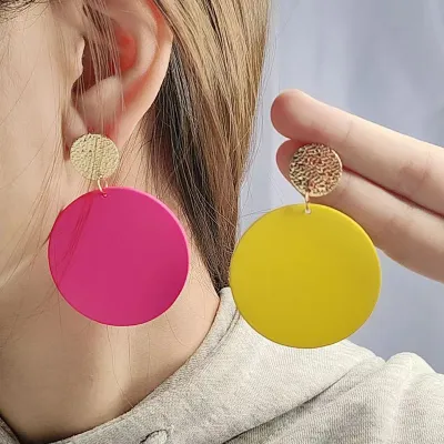 Simple Solid Color Round Acrylic Earrings