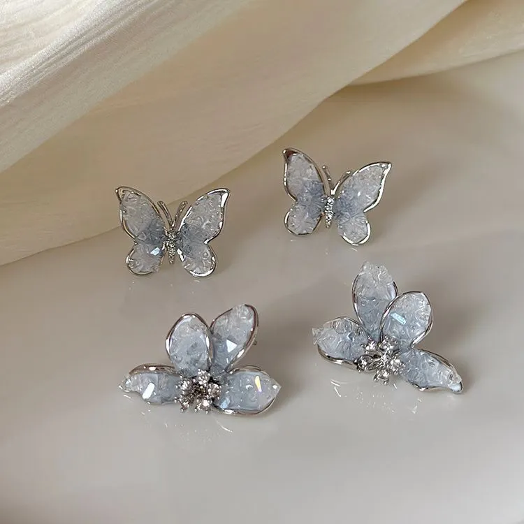 Fashion Design Blue Butterfly Bow Earrings - Metal Fresh And Sweet Japan Korea Style